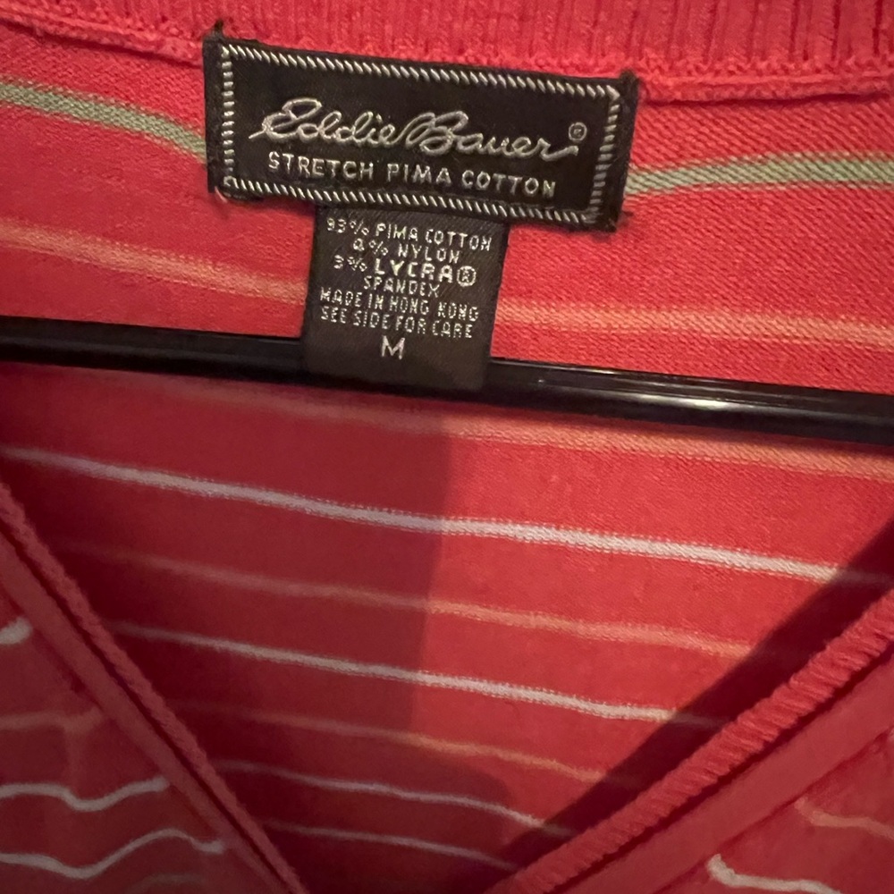 Eddie Bauer Coral Striped cardigan sweater size M